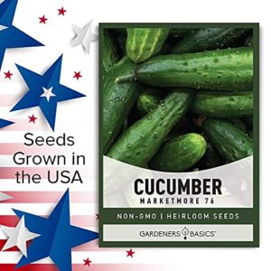 Cucumber Seeds for Planting - Marketmore 76 - Cucumis sativus Heirloom, Non-GMO Vegetable Variety- 1 Gram Seeds Great for Outdoor Gardening by Gardeners Basics