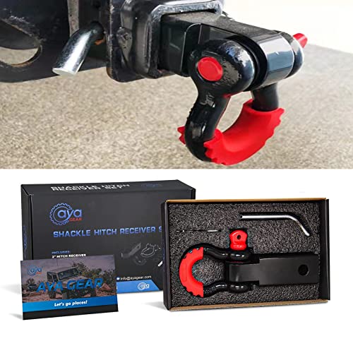 Aya Gear Shackle Hitch Receiver 2 inch 35,000lbs Break Strength Heavy Duty Receiver with 5/8" Screw Pin, 3/4 Shackle. Vehicle Recovery Off-Road, Towing Accessories Compatible with Trucks Jeeps
