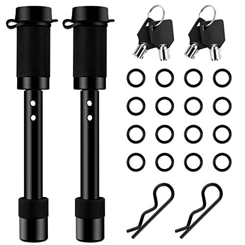 AutoEC 5/8" Trailer Locking Hitch Pin, Heavy Duty Solid Steel Tow Receiver Hitch Pin Lock with Extra Safety Clip & Anti Rattle O-Rings Fits Class III IV V 2 inches and 2-1/2 inches Receiver 2 Pack