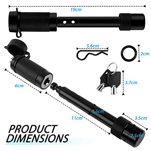 AutoEC 5/8" Trailer Locking Hitch Pin, Heavy Duty Solid Steel Tow Receiver Hitch Pin Lock with Extra Safety Clip & Anti Rattle O-Rings Fits Class III IV V 2 inches and 2-1/2 inches Receiver 2 Pack