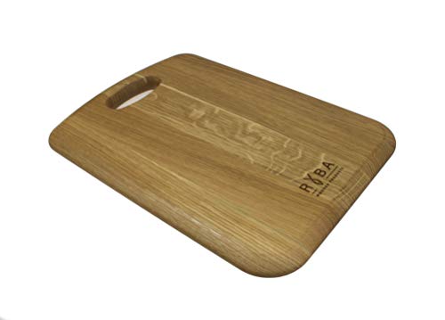 RYBA Hanging Wooden Chopping Board - Premium Solid Oak Wood - Great for Chopping and Serving Appetiser - Alternative Stylish Wooden Cheese Board – Oak Cutting Board with Hanging Hole (11x7,9x0,8")