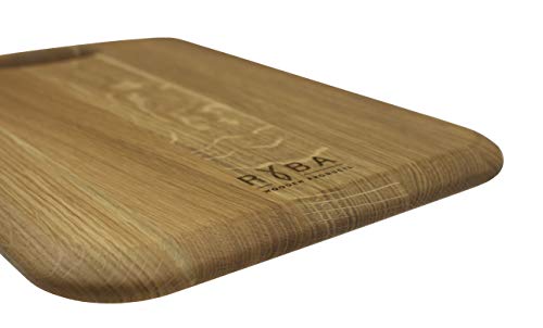 RYBA Hanging Wooden Chopping Board - Premium Solid Oak Wood - Great for Chopping and Serving Appetiser - Alternative Stylish Wooden Cheese Board – Oak Cutting Board with Hanging Hole (11x7,9x0,8")