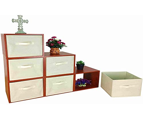 FixtureDisplays® Cubby Hole Storage Bin Modular Wood Blocks with Fabric Bins 6/Set Product Weight 38 Lbs Great for Preschools Day Care Home Bookshelf 11364-NEW-NPF