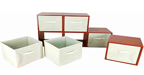 FixtureDisplays® Cubby Hole Storage Bin Modular Wood Blocks with Fabric Bins 6/Set Product Weight 38 Lbs Great for Preschools Day Care Home Bookshelf 11364-NEW-NPF