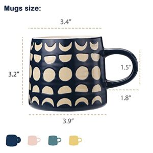 YouPeng Coffee Mug, Large Coffee Mugs with Relief Design as Gifts, Ceramic Coffee Cups with Handle for Men Women, Moon Blue 14oz Coffee Mug Durable and Modern