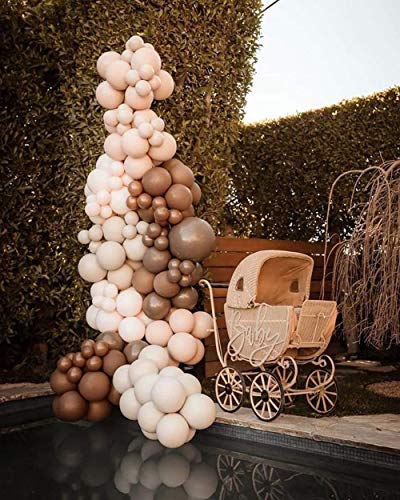 149PCS Brown Balloon Arch Kit-Brown White Gold Balloon for Baby Shower Birthday Party Weeding Decoration