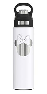 tervis disney-minnie mouse silhouette engraved on white triple walled insulated tumbler, 24 oz wide mouth bottle-stainless steel