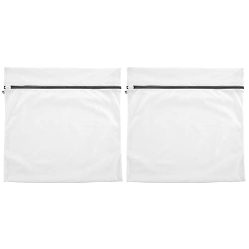 mDesign Medium Laundry Mesh Wash Bag - Fine Weave Fabric, Zipper Closure, Washing Machine, and Dryer Safe, Protect Lingerie, Delicates, Underwear, Bras, Leggings - Reusable - 2 Pack, 24" x 24" - White