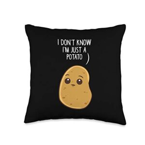 gift for potatoes know i'm just a potato throw pillow, 16x16, multicolor