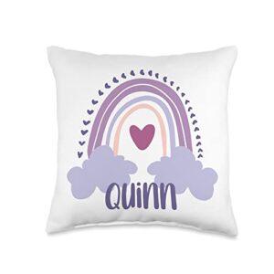 cute rainbow name designs quinn personalized custom name rainbow cute colorful throw pillow, 16x16, multicolor