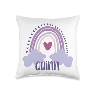 Cute Rainbow Name Designs Quinn Personalized Custom Name Rainbow Cute Colorful Throw Pillow, 16x16, Multicolor