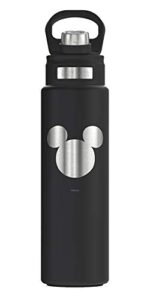 tervis disney - mickey silhouette black triple walled insulated tumbler travel cup keeps drinks cold, 24oz wide mouth bottle, stainless steel