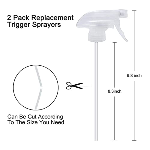 Cosywell Spray Bottle Mist Spray Stream Trigger Replacement Parts Spray Bottle Trigger Sprayer Bottle Nozzles With Pipes Fits 8 oz /16 oz 28/400 Round Neck Bottles Clear 2 Pcs (2PCS, Clear)