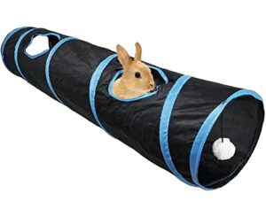 kathson rabbit tunnel guinea pig tunnel bunny hideout tunnel rabbit tunnels for indoor bunnies small animal collapsible hideaway toys for chinchillas ferrets guinea pigs gerbils hamsters rats (black)
