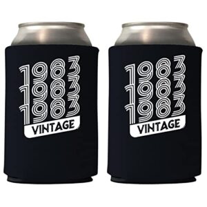 veracco 1983 1983 1983 vintage can coolie holder 40th birthday gift forty and fabulous party favors decorations (12, black)