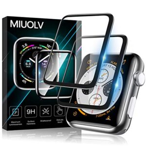 MIUOLV 2 Pack Watch Tempered Glass Screen Protector for Apple Watch 44mm Series 6/SE/5/4 Full Coverage Bubble-Free Scratch-resistant Anti-Fingerprint Screen Protector for Apple Watch 44mm