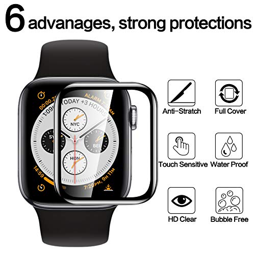 MIUOLV 2 Pack Watch Tempered Glass Screen Protector for Apple Watch 44mm Series 6/SE/5/4 Full Coverage Bubble-Free Scratch-resistant Anti-Fingerprint Screen Protector for Apple Watch 44mm