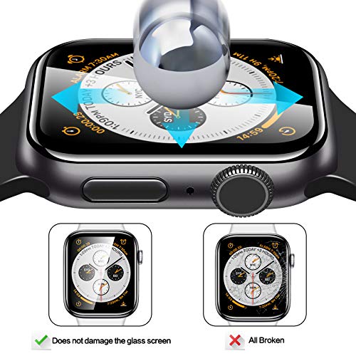 MIUOLV 2 Pack Watch Tempered Glass Screen Protector for Apple Watch 44mm Series 6/SE/5/4 Full Coverage Bubble-Free Scratch-resistant Anti-Fingerprint Screen Protector for Apple Watch 44mm