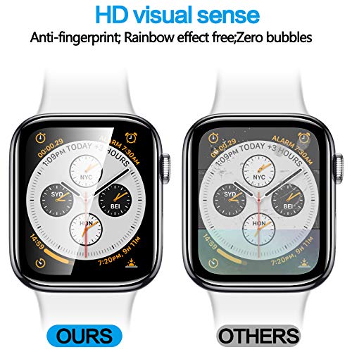 MIUOLV 2 Pack Watch Tempered Glass Screen Protector for Apple Watch 44mm Series 6/SE/5/4 Full Coverage Bubble-Free Scratch-resistant Anti-Fingerprint Screen Protector for Apple Watch 44mm