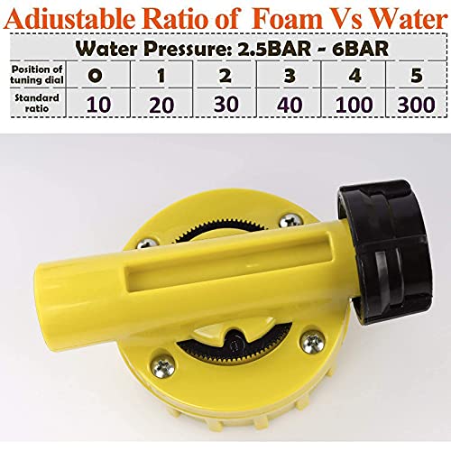 YunGuoGuo Foam Cannon for Garden Hose，Adjustment Ratio Dial Foam Gun,Car Wash Soap Spray Foamer Yellow