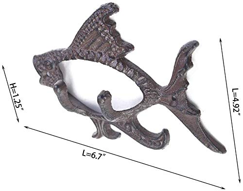 Heavy Duty Rustic Cast Iron Decorative Wall Hook Kitchen Living Room Bathroom Wall Decoration (Fish)