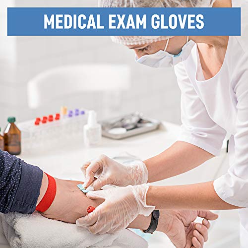 Dre Health Powder Free Disposable Gloves Medium -100 Pack -Clear Vinyl Medical Exam Gloves