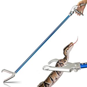 ic iclover 52 inch aluminum alloy snake tongs, professional standard all-in-one reptile grabber rattle snake catcher wide jaw handling tool with lock and grip handle