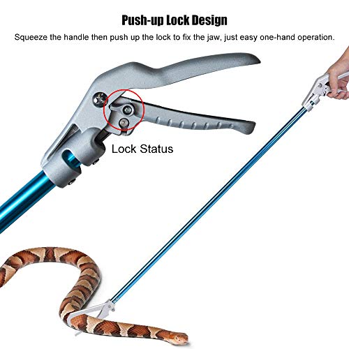 IC ICLOVER 52 Inch Aluminum Alloy Snake Tongs, Professional Standard All-in-One Reptile Grabber Rattle Snake Catcher Wide Jaw Handling Tool with Lock and Grip Handle