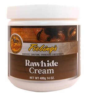 fiebing's rawhide cream 14oz ideal for conditioning, softening, and waterproofing rawhide and other fine and exotic leathers