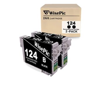 wisepic remanufactured ink cartridge replacement for epson 124 t124 to use with workforce 435 320 323 325 stylus nx420 nx430 nx230 nx330 nx125 nx127 nx130 printer (2 black)