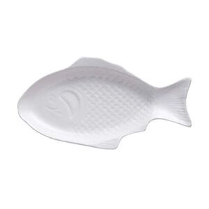 cabilock ceramic fish shaped plate appetizer serving tray platter creative japanese snack storage dish tray for restaurants home (11 inches white)