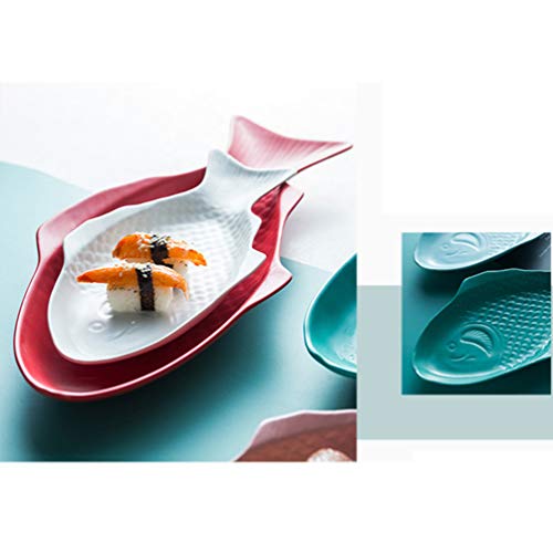 Cabilock Ceramic Fish Shaped Plate Appetizer Serving Tray Platter Creative Japanese Snack Storage Dish Tray for Restaurants Home (11 Inches White)