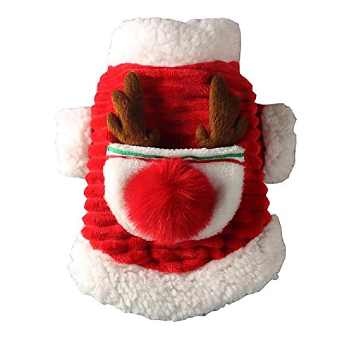 Dog Clothes Autumn and Winter Festive Thickened Warm Cotton Padded Clothes Teddy Bomei Bear pet Dog Christmas Dress