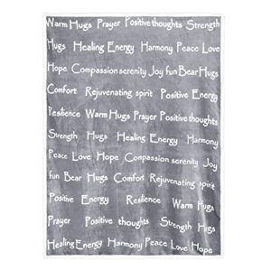 CIMA Healing Positive Blanket, Gift for People Need Hug Strength Company, Thoughts Positive Energy Love & Hope & Fluffy Comfort (50 x 60 Inch Grey)