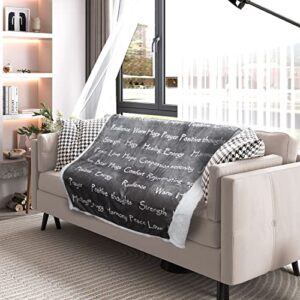 CIMA Healing Positive Blanket, Gift for People Need Hug Strength Company, Thoughts Positive Energy Love & Hope & Fluffy Comfort (50 x 60 Inch Grey)