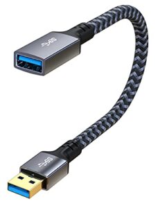 hisatey usb 3.0 extension cable 1ft, short usb extension cable male to female durable braided material high data transfer compatible with usb keyboard,mouse,flash drive, hard drive,printer