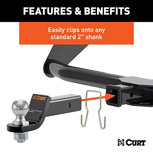 CURT 45807 Trailer Safety Chain Holder Bracket for 2-inch Shank, Clip-On Steel Hanger Hooks