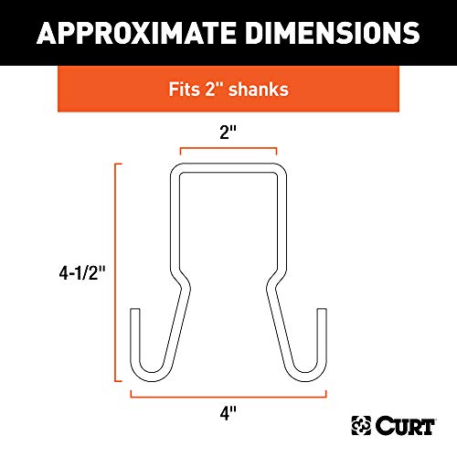 CURT 45807 Trailer Safety Chain Holder Bracket for 2-inch Shank, Clip-On Steel Hanger Hooks