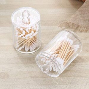 Qiuttnqn 3 Pack Cotton Swab Ball Pad Holder with Lid,Clear Acrylic Bathroom Container,Makeup Organizer for Cotton Swabs,Cotton Rounds,Cotton Ball,Floss Picks,Bath Salts and Hair Ties(10 OZ,20 OZ)