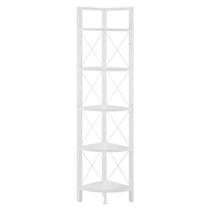 Fiona's magic 5-Tier Corner Shelf Stand, Tall Corner Bookshelf Corner Plant Stand, Corner Storage Shelves for Living Room, Home Office, Small Space, White