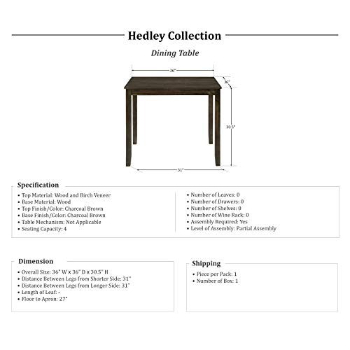 Lexicon Hedley 5-Piece Dining Set, Charcoal Brown