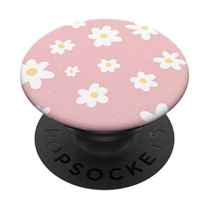 dainty pretty daisy floral flowers pink background graphic popsockets popgrip: swappable grip for phones & tablets