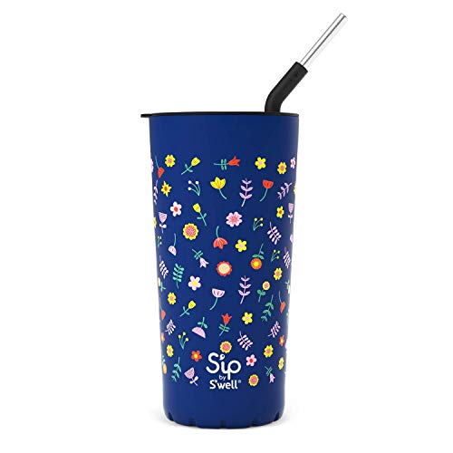 S'well S'ip Stainless Steel Takeaway Tumbler - 24oz - Wildflower - Double-Walled Vacuum-Insulated - Keeps Drinks Cold for 16 Hours and Hot for 4 - with No Condensation - BPA-Free Travel Mug