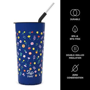 S'well S'ip Stainless Steel Takeaway Tumbler - 24oz - Wildflower - Double-Walled Vacuum-Insulated - Keeps Drinks Cold for 16 Hours and Hot for 4 - with No Condensation - BPA-Free Travel Mug