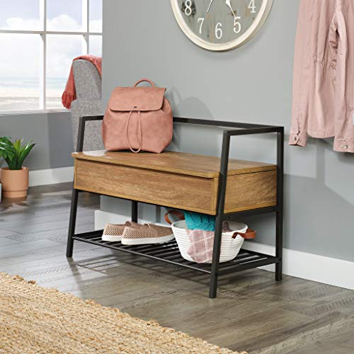 Sauder North Avenue Storage Bench, L: 35.43" x W: 15.51" x H: 24.09", Sindoori Mango Finish