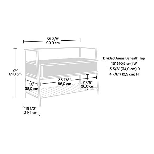 Sauder North Avenue Storage Bench, L: 35.43" x W: 15.51" x H: 24.09", Sindoori Mango Finish