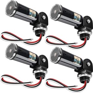 4-pack outdoor conduit lighting control with photocell and swivel mount photoelectric switch for wall packs, shoebox porch lights 120-277v photocell ul listed