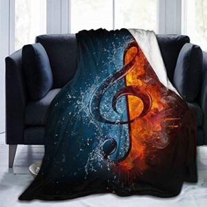 music note fleece throw blanket cozy soft plush blanket for sofa couch bed - 60" x 50"