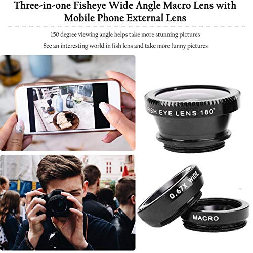 3 in 1 Cell Phone Camera Lens Kit Wide Angle Macro Fisheye Lens Universal for Smart Phones iPhone Samsung Android