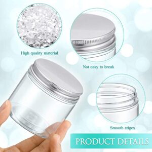 Patelai 18 Pieces 5 Oz Plastic Jars with Lids, Clear Jar Clear Storage Containers Refillable Cosmetic Jars Kitchen Storage Jars with Lids for Cosmetics Food Seasonings (Silver Lid,6.5 x 6.5 x 6.5 cm)